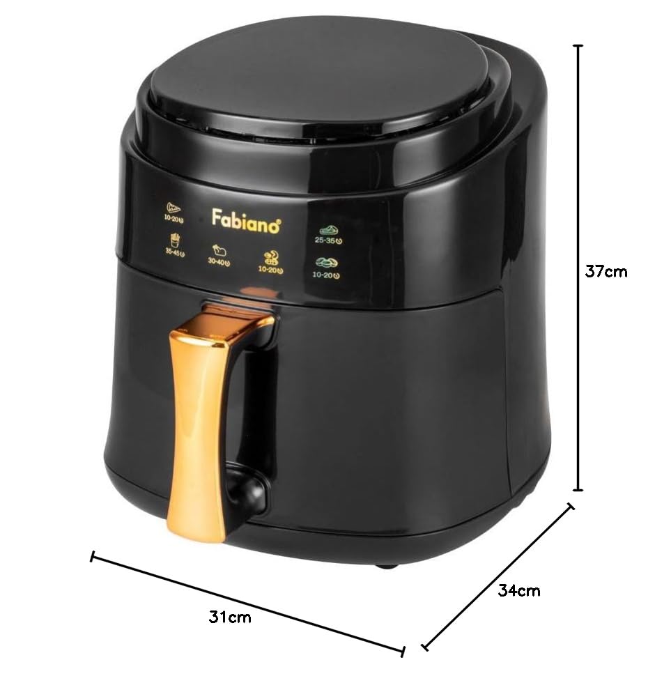 Image of Fabiano 8L Digital Touch Control Air Fryer 1400W (Black) - Large Capacity, Oil-Free Healthy Cooking, Fast & Even Frying | Easy Clean