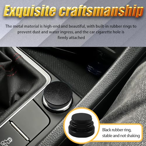 Image of Car Cigarette Lighter Plug Cover, Car Plug Cap, Aluminum Auto Cigarette Lighter Plug Part, Waterproof Dustproof Plug Auto Accessory for Vehicles with Standard 12 Volt Power Source (Black)