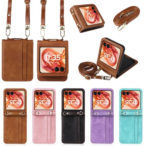 BellaCase Motorola Razr 50/Razr 60 Coque [Étui Portefeuille] [Bandoulière] [Fente pour Carte] [Cas Pratique] Compatible avec Le Smartphone Motorola Razr...
