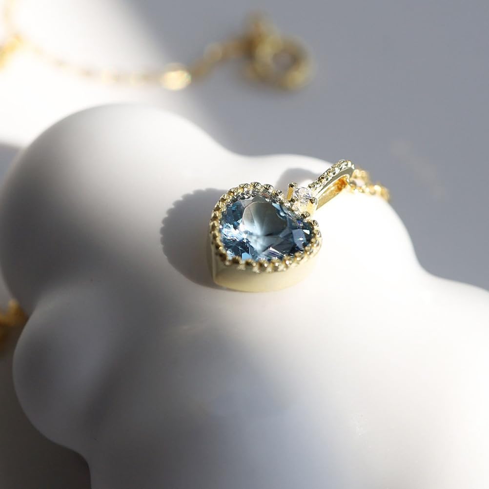 Collana con Ciondolo Topazio Azzurro Cielo, collane con Acquamarina con Taglio a Cuore, Gioielli in Cristallo Naturale per Donne e Uomini, Regalo con Pietre preziose Geometriche