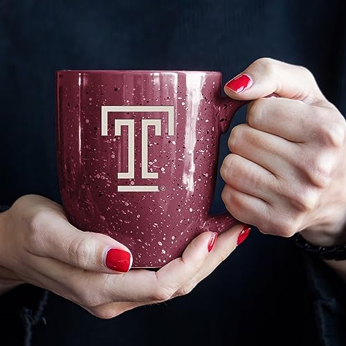 Image of Rico Industries NCAA Temple Owls Maroon Personalized 16 oz Team Color Laser Engraved Speckled Ceramic Coffee Mug
