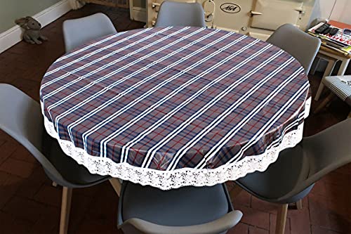 Image of The Furnishing Tree Round Shaped 6 Seater Table Cover WxL 72x72 inches with White Border lace