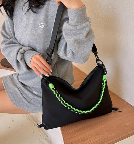 Pocadri Cool Nylon Crossbody Purse Woven Rope Chain Shoulder Bag Large Satchel Commuting Travel Shopping Handbag3