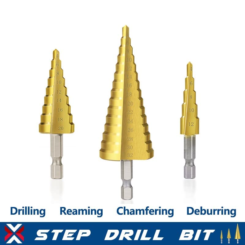 Step Drill Bit 3-13 4-12 4-20 4-32mm Coated Wood Metal Hole Cone Drills 1Pcs(1pc 3-13mm)