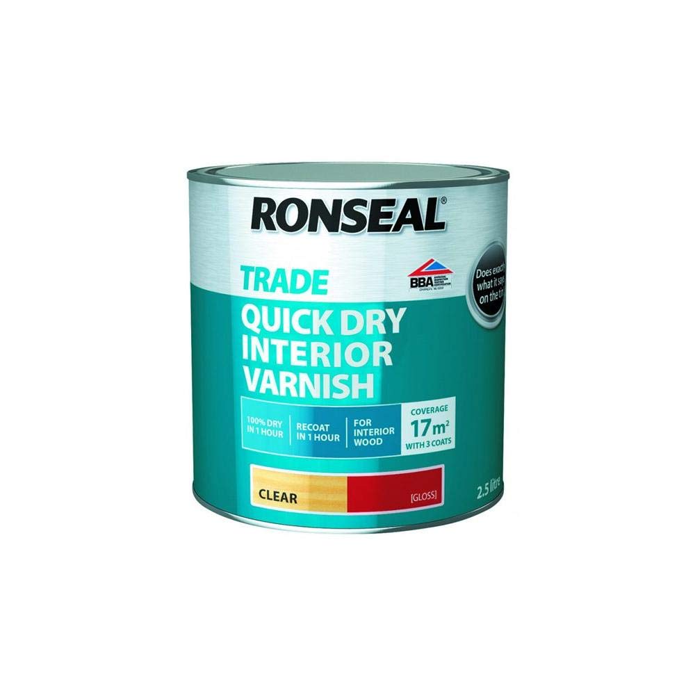 Ronseal Trade Quick Drying Interior Varnish - Clear Gloss - 2.5L