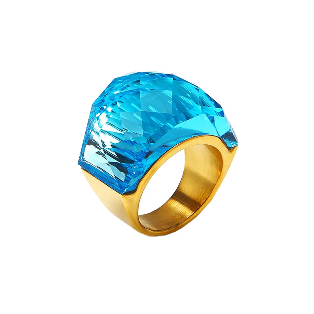 HIJONES Men Women Stainless Steel Cubic Zirconia Royal Crystal Rings Wrap Band Cocktail Style