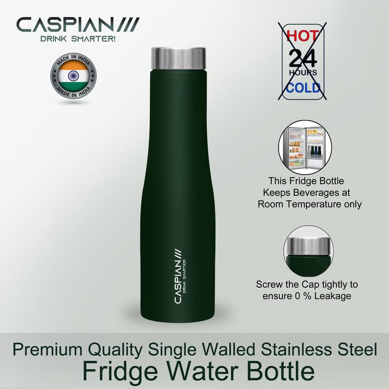Image of CASPIAN / / / Aqua Stainless Steel Water Bottle (Black, Blue & Green, 1 Litre, Set of 3)| Leak Proof Thunder for Fridge Home Office Travel School Kids Boys Girls Adults Sports Gym Yoga