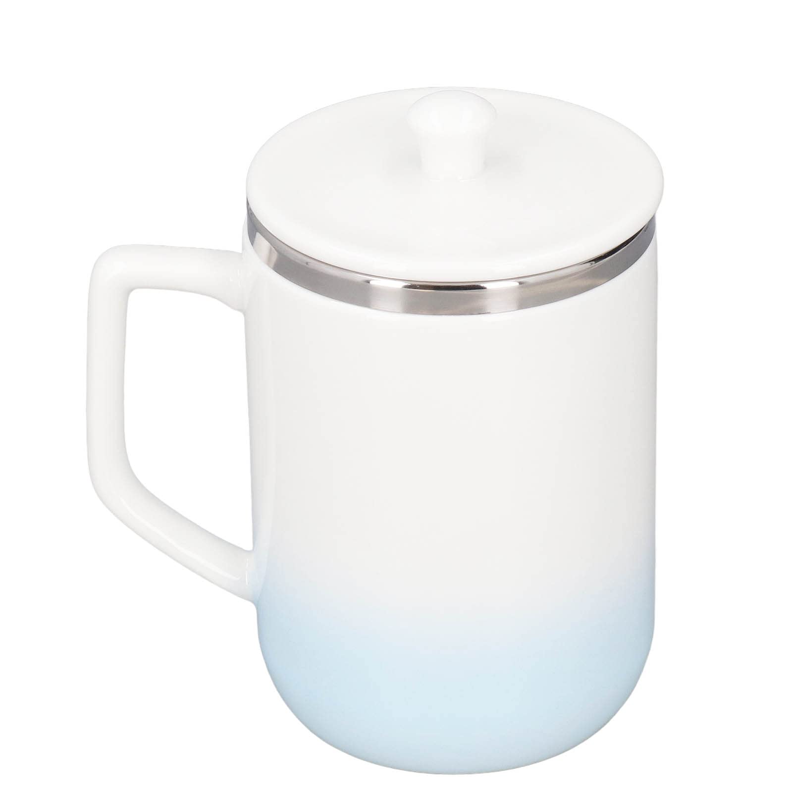 Matybobe Kubek do Kawy Samomieszający Kubek do Automatycznego Mieszania Kawy Samomieszający 360 Ml Wkładka ze Stali Nierdzewnej 304 Niebiesko-biała Glazura z wodoodpornością IP6