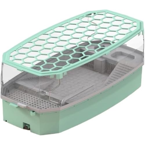 MumuElf 大型亀水槽セット 水循環フィルター&ウォーターポンプ付き 脱走防止設計 爬虫類・両生類の理想的な生息環境 プロ仕様タートルタンク 給餌トレイ&休憩台付き 滑り止め階段 水抜き穴完備 カメの健康管理に最適 (35*18*18cm,B)