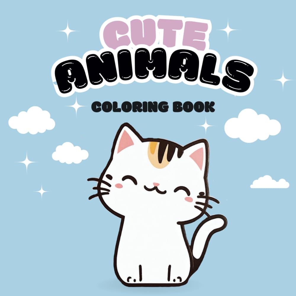 Cute Animals Coloring Book: Kawaii-Style Animal Designs from Forests, Jungles, Oceans, and Farms