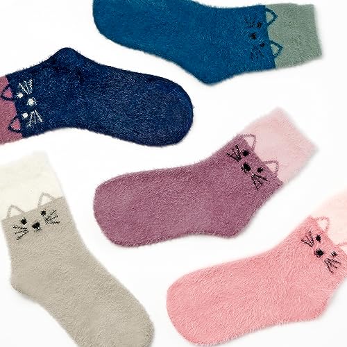 Image of SISOSOCK 5 Pairs Fuzzy Soft Cozy Comfortable Socks for Women, Casual Sleep Comfy Socks, Perfect Warm Winter Gifts for Women