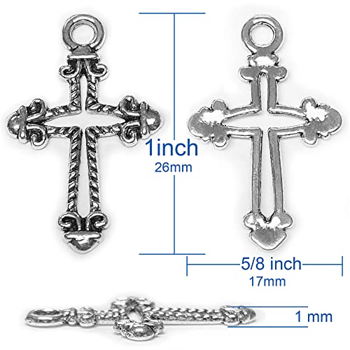 Heather's Cf Silver Small Crosses Mini Cross Charms Variety Cross Beads For Bracelets Craft Cross 1 Inch Cross Charm Bulk Cross Pendant Jewelry Making For Men & Women #TOP1