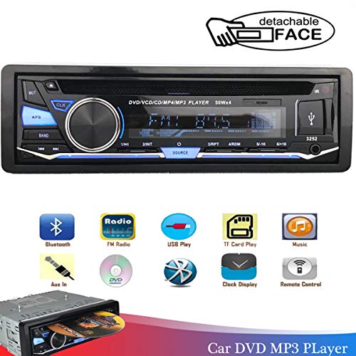 VIGORFLYRUN PARTS LTD Autorádio Bluetooth painel destacável 1 DIN 12 V rádio para carro rádio FM estéreo MP3 Bluetooth CD VCD receptor multimídia USB para carro MP3 SD