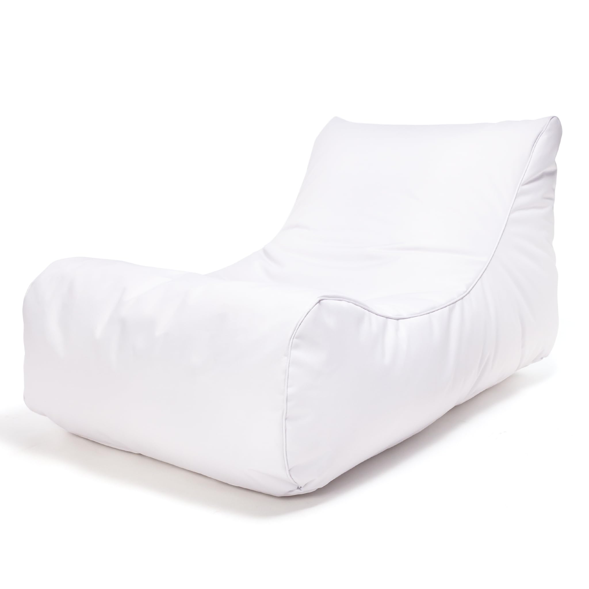 Ecopuf - Master Polyester Pouf Sessel Outdoor Chaise Longue - Sitzsack mit Staufach und Griff - Robuster Stoffsack - Entspannungssessel - Wohnungseinrichtung - 115x65x60cm, Weiß Nc3