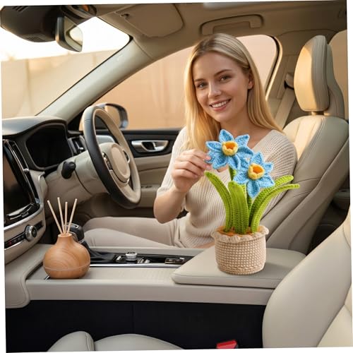 Narcisos de ganchillo para el salpicadero del coche y escritorio de hogar 7