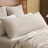 PHF 100% Cotton Waffle Body Pillowcase with Zipper, 1 Pack 20' x 54' Soft Skin-Friendly Pillow Sham, No Filling, Aesthetic Woven and Breathable Waffle Weave Body Pillow Cover for Bed, Oatmeal
