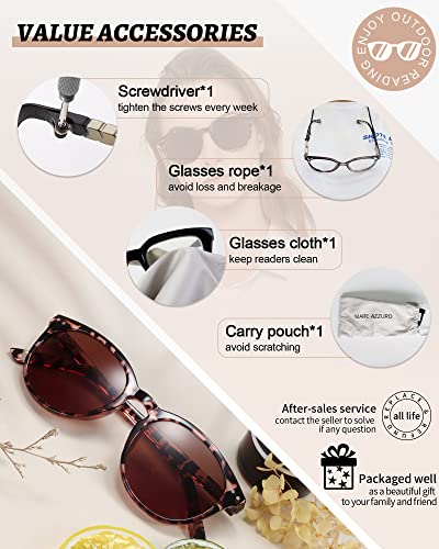 Image of MARE AZZURO Round Brown Sunglasses Readers 1.25+ Women Large Outdoor Sun Reading Glasses 1.0 1.25 1.5 1.75 2.0 2.25 2.5 2.75 3.0 3.5 4.0 (Leopard, 125)