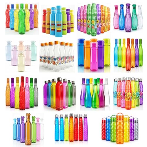 Image of RED WIND Unbreakable 1 Litre Loop Cap Water Bottles | Pack of 3 | Multicolor | Leakproof Screw Cap | BPA-Free | Bottles for Fridge, Gym, Home, Office, School and Travel