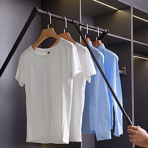 bingomiynhg Perchero abatible para Armario, Barra para Ropa de Ancho Ajustable, Barra para Ropa elevable con de amortiguación Que Ahorra Espacio, Barra para Perchas para Armario con re