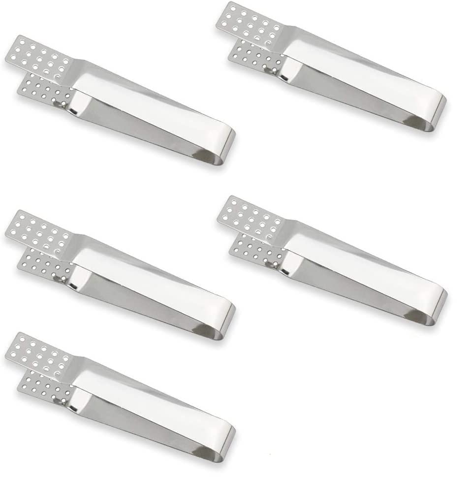 KOMUNJ Pack of 5 Stainless Steel Tea Bag Tongs, Heat Resistant Tea Bag Tongs, Stainless Steel Anti-scald, Heat Resistant