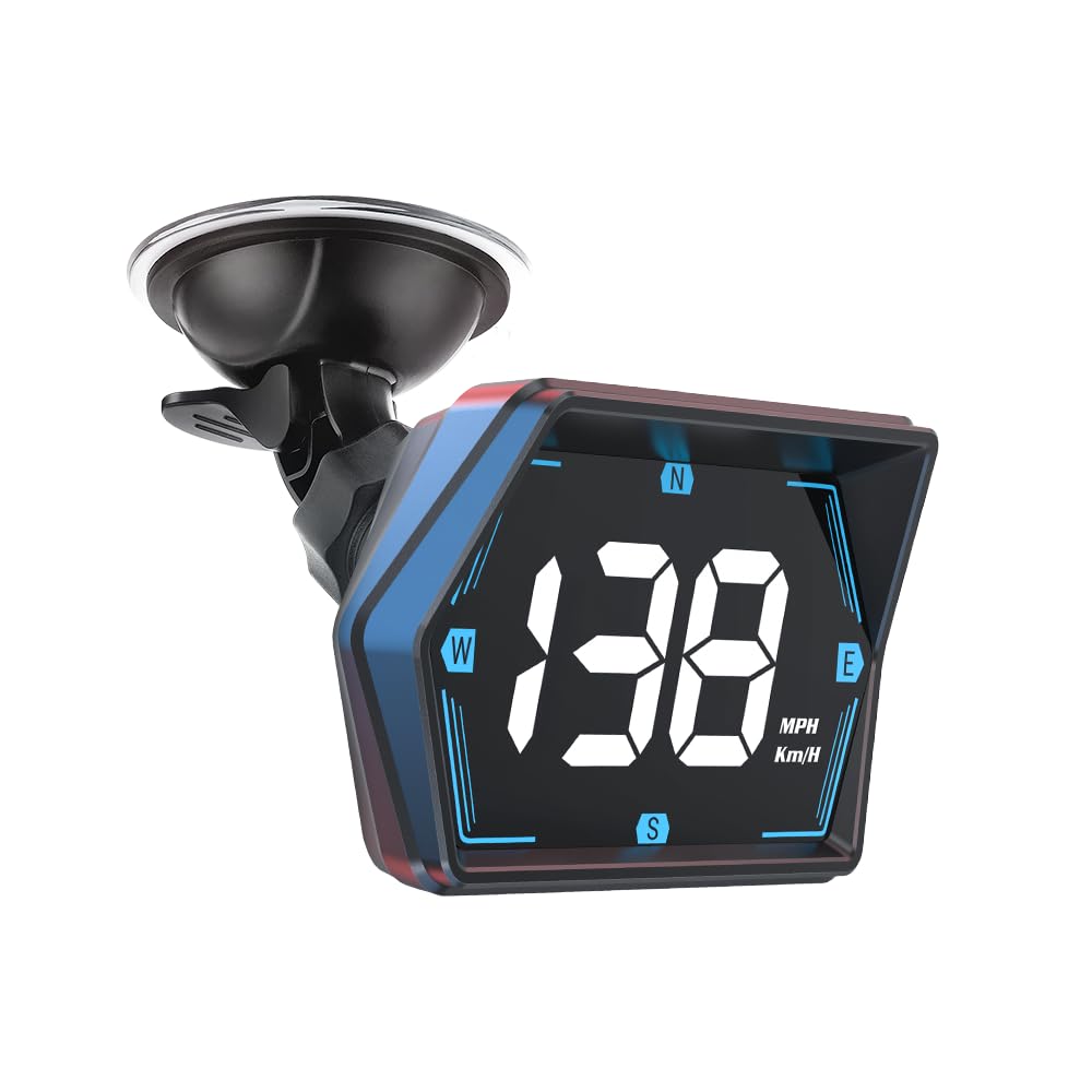 Dyno Racing GPS HUD Speedometer Heads-Up Digital Display Guage Speed,Compass,Overspeed Alarm with Rotary Suction Cup Holder USB Power-image-1