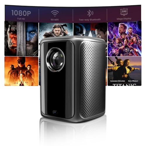 Projetor Portátil Mini Projetor com Foco Automático e 1080p HD, T...