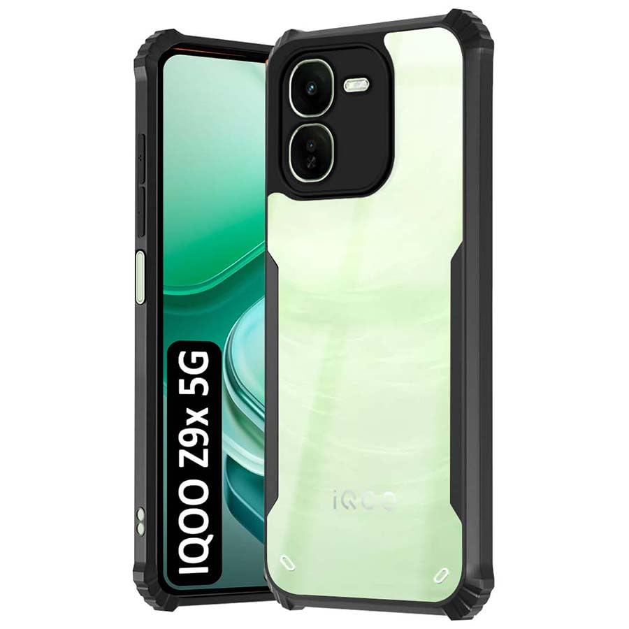 Fashionury Shockproof Crystal Clear Back Cover Case for IQOO Z9x 5G | Protective Design | 360 Degree Protection | Transparent Back Cover IQOO Z9x 5G (Black Bumper) (B0D78Q7X2N) Amazon Price History, Amazon Price Tracker
