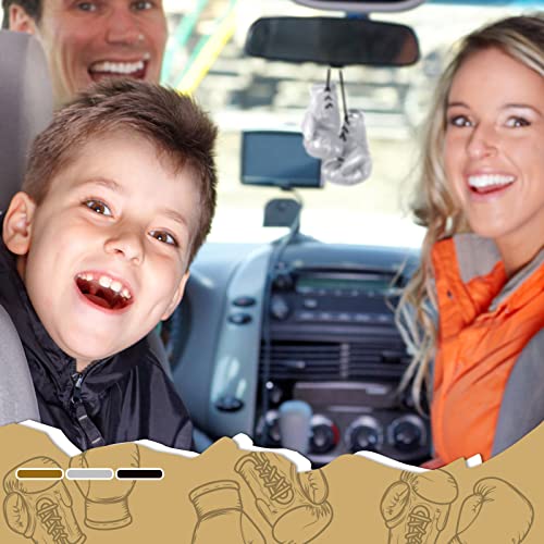 3 Pairs Mini Boxing Gloves For Car Mirror Christmas Ornament Small Boxing Glove Cake Topper Punching Glove Boxing Party Favors Miniature Boxing Accessories For Tree (Black, Gold, Silver, 4 Inch) #TOP3