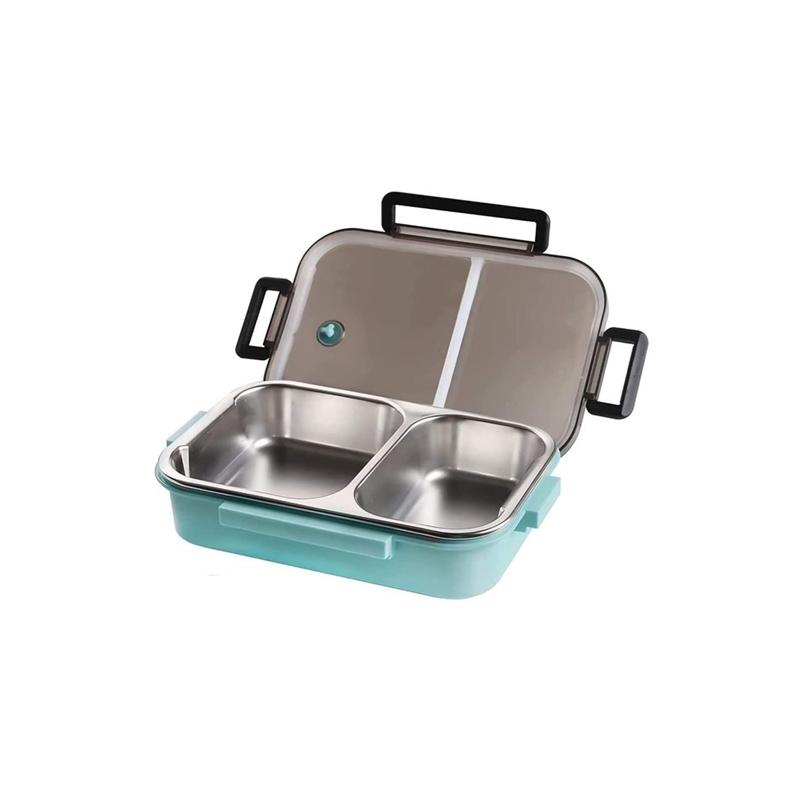 boîte à repas, Boîtes à Bento conteneur déjeuner en acier inoxydable 2 sections(Blue)