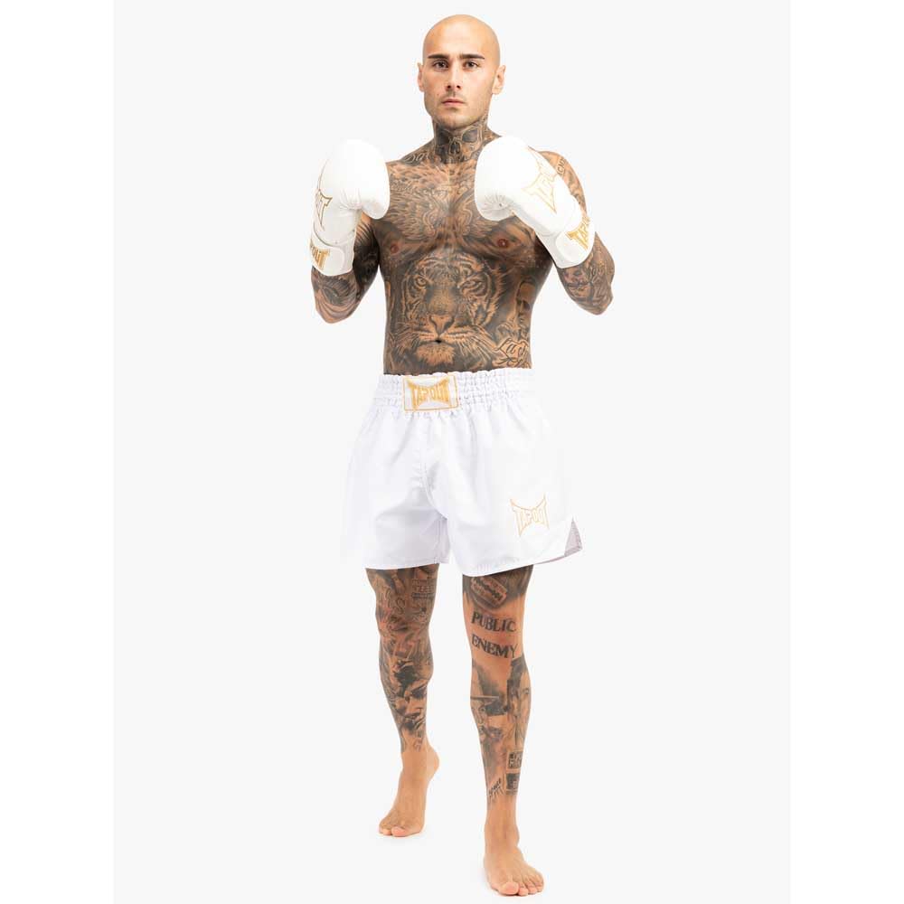 Tapout Guantes de Boxeo de Piel sintética (1 par), Color Blanco y Dorado