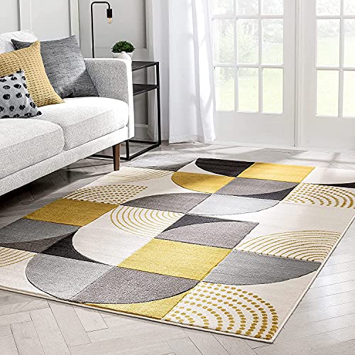 Image of Modern Contemporary Handmade Tufted Woolen Carpet for Living Room Bedroom and Hall Size 8 x 10 Feet Color Multi