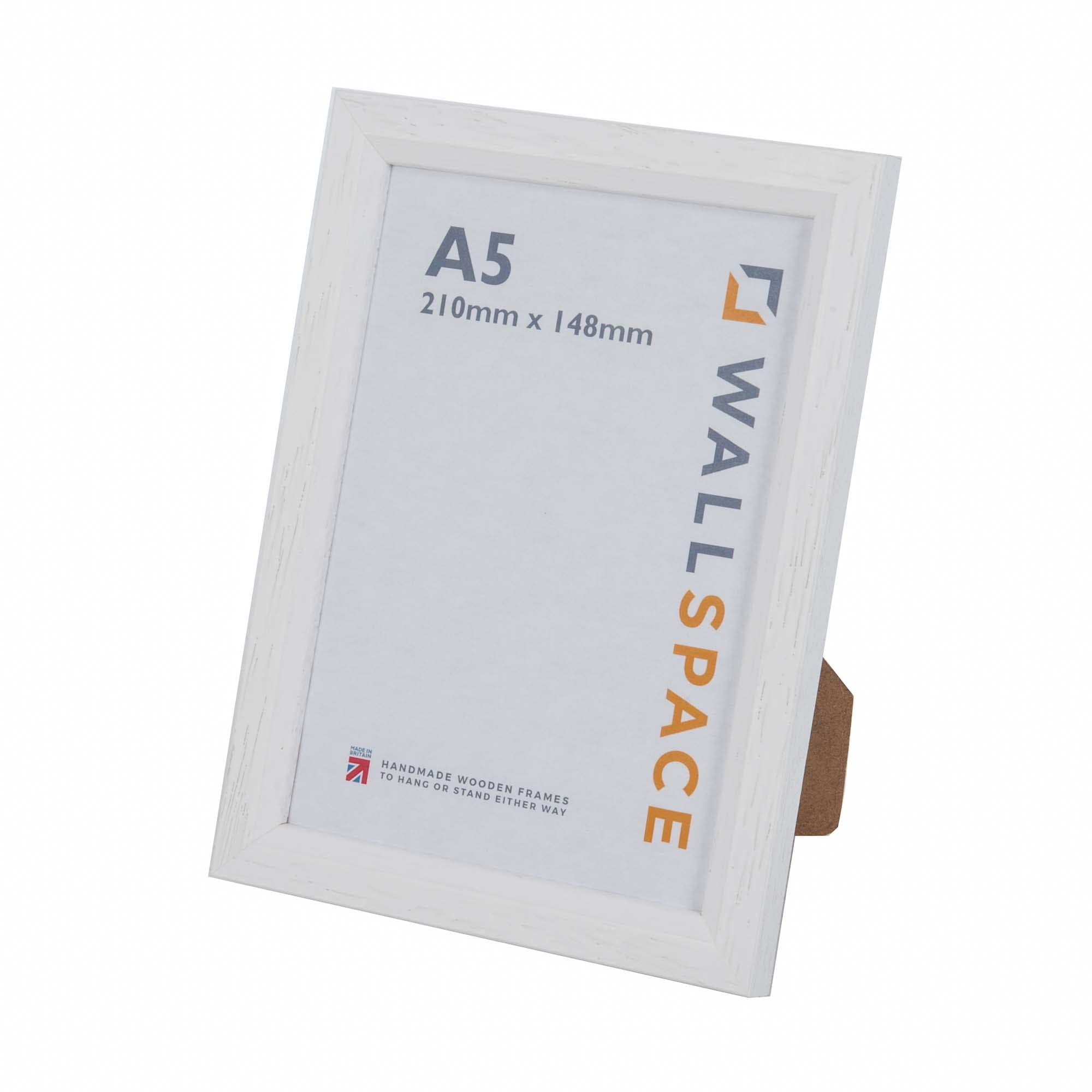 Wall Space A5 Bevelled White Picture Frame | White A5 Photo Frame | 210x148mm | 210 x 148mm | 21.0x14.8cm | Solid Wood Wooden with Real Glass | Handmade in UK