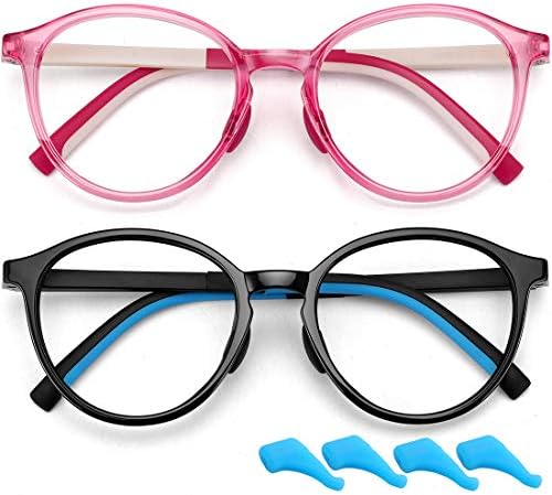 Blue Mild Glasses for teenagers Boys Women Spherical Pc Gaming Glasses Blocking Blue Ray Glasses Body (Age 4 to 10) 2 Pack