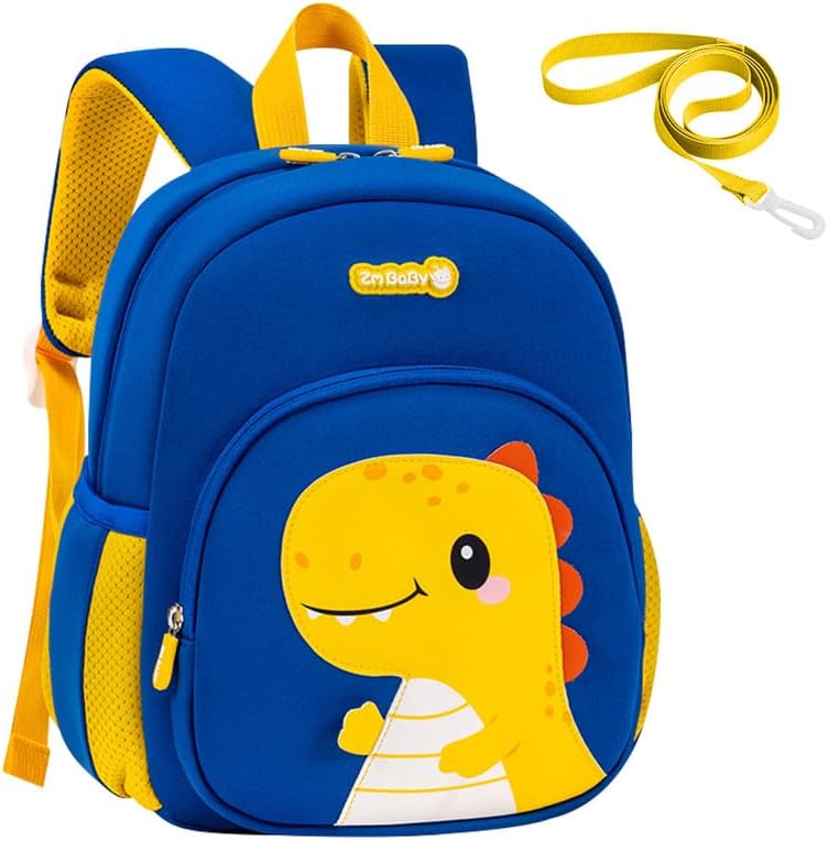 Padgene Toddler Harness Backpacks Safety Leash Kids Anti Lost Kindergarten Preschool Backpack Neoprene Lightweight Animal Schoolbag 3D Cartoon Dinasour Mini Travel Bag for Boys Girls Ages 3-5