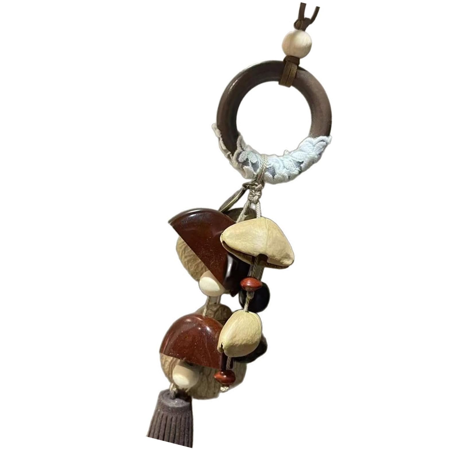Gavery Unique Charm Windchime Natural Nut Shell Keychain Ornament for Meditation Relaxation Yoga Stress Relief