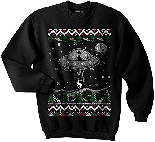 UFO Ugly Christmas Sweater (Sweatshirt), Alien, Spaceship, NASA, Holiday, Glow in The Dark