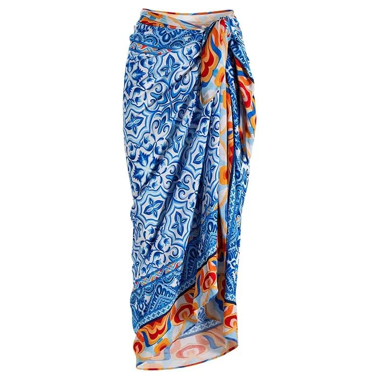 Image of AARAM Stylish Premium Women's One Piece Swimsuit with Cover Ups Wrap Skirt Sarong Floral Print Monokini Tummy Control Swimwear, Printed Costume Women Beach Wear