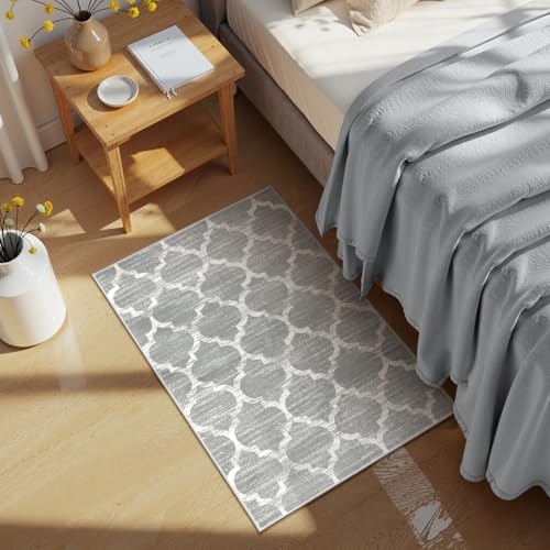 Tapete Morroquí Lavable Gris 2x3 Pies Antideslizante miniatura 3