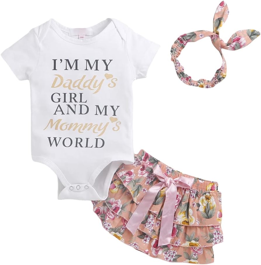 HopscotchBaby Girls Cotton and Polyester Text Print Onesie And Skirt Set with Headband in White Color