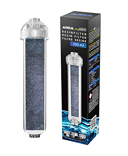 ARKA myAQUA Resinfilter - 300 ml - Hochleistungs-Reinstwasserfilter mit Mischbettharz, eliminiert Silikat, Nitrat & TDS, nachfüllbar, mit visuellem Farbumschlag.