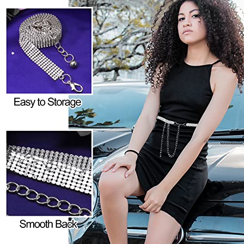 Lovful Multi-Row Rhinestone Belt,Crystal Waist Chain Belt for Women,Sparkly Glitter Wedding Belts2