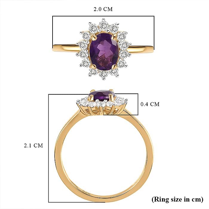 Image of Princess Diana Inspired Halo Birthstone Ring for Women Girls | Pure 925 Sterling Silver with AAA+ Natural Gemstone | 18K Gold-Plated | Best Gift for Birthday, Anniversary, or Valentine�s Day