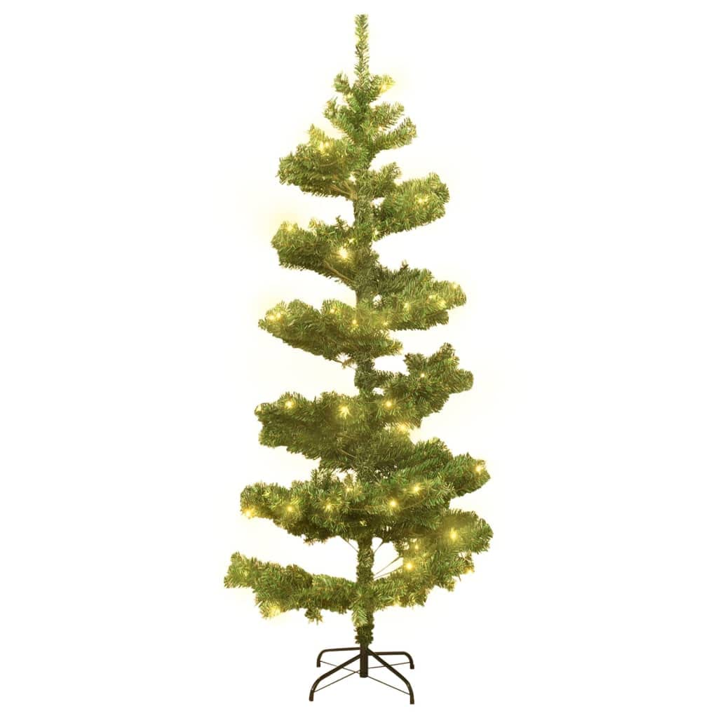 Spiralna choinka z oświetleniem, 150 cm, zielona, sztuczna choinka z 120 diodami LED, 8 efektów świetlnych, stabilna podstawa, zasilana przez USB