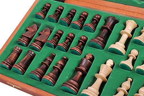 Juego de ajedrez de madera con tablero y piezas europeas miniatura 3