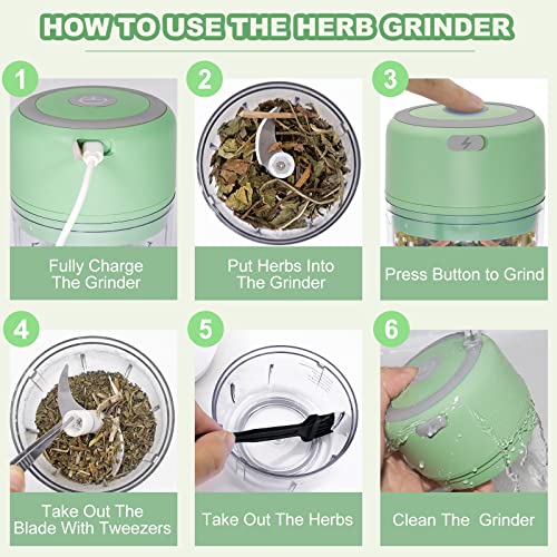 Electric-Herb-Grinder-3.5 Inch-2022-Upgraded, 3.4Oz Large Grinder For Grinding Dry Fresh Herbs And Spices, Usb Rechargeable, Portable, Waterproof, High-Efficiency, Nice Choice For Gift #TOP6