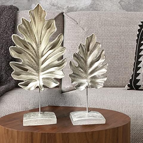 bamyum 2pcs Silber Bergahornblätter Modern Sculpture Deko Wohnzimmer Tischdeko Schlafzimmer Regal Figur Küche Dekoration Cover