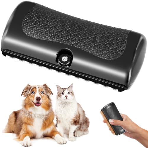 Spazzola per la Cura del Pelo per Cani e Gatti Spazzola Antipelo in ABS con Lama Metallica Affilata Manico Ergonomico Antiscivolo Rimozione Efficace del Pelo Morto Leggera e Durevole Nero 17x14x4 cm