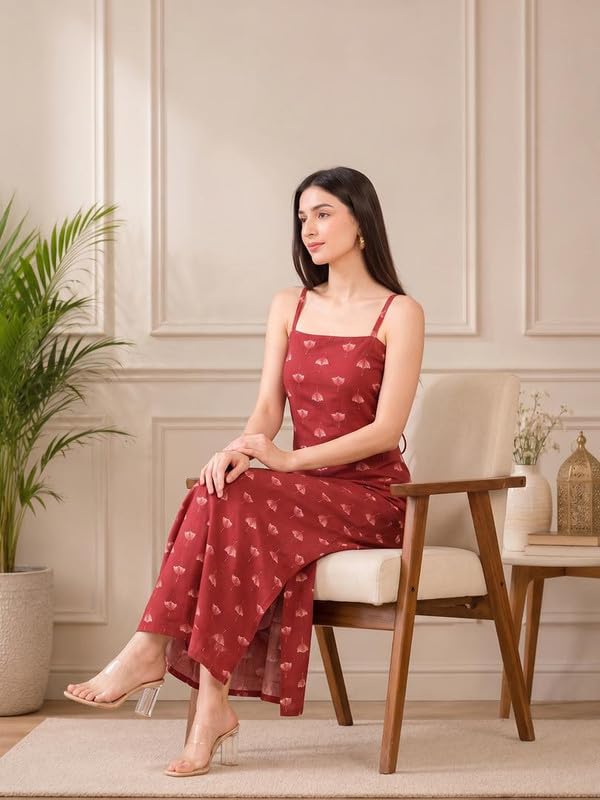 Image of Varanga The Rust Blossom Women's Maxi Dress