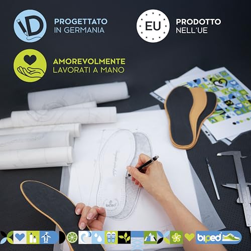 Biped 2 Paia Di Solette In Pelle Premium Con Carbone Attivo - Suole Traspiranti Contro I Piedi Sudati - Solette In Morbida Pelle Uomo E Donna Z2763(43) - 4