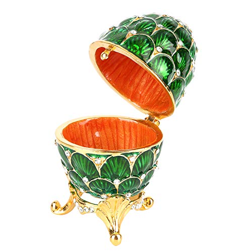 Hilitand Boîte à Bijoux Oeuf de Pâques Émaillé Boîte À Bibelots Vintage Oeuf De Collection Émaillé Oeuf De Pâques Décoration Artisanat Cadeau(Green)